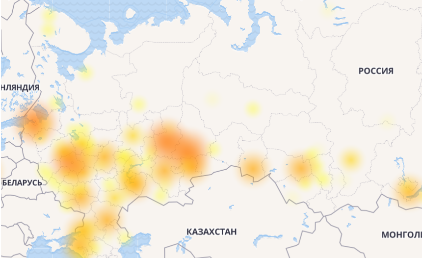 Карта сбоев интернета