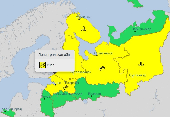 Карта погоды ленинградской области