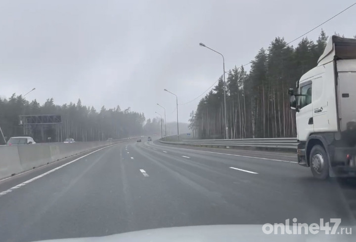 Видео: на трассе «Скандинавия» в Ленобласти начался снегопад